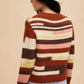 Annie Wear Color Block Round Neck Long Sleeve Sweater - DAVERRI FASHIONS