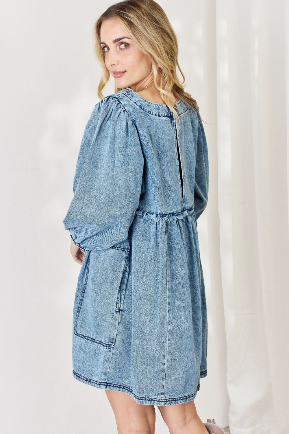 HEYSON Full Size Oversized Denim Babydoll Dress Babydoll Dresses