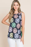 BOMBOM Round Neck Smiley Face Tank - DAVERRI FASHIONS