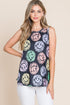 BOMBOM Round Neck Smiley Face Tank Navy