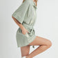 MABLE Embroidered Button Down Collared Neck Romper Rompers
