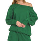 Zenana Fleece Boat Neck Sweatshirt and Shorts Set - DAVERRI FASHIONS