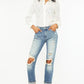 Kancan High Rise Distressed Boyfriend Fit Jeans - DAVERRI FASHIONS