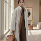 Plus size cream shearling drawstring zip-up turtleneck coat