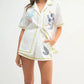 MABLE Embroidered Button Down Shirt and Shorts Set Lime S Outfit Sets