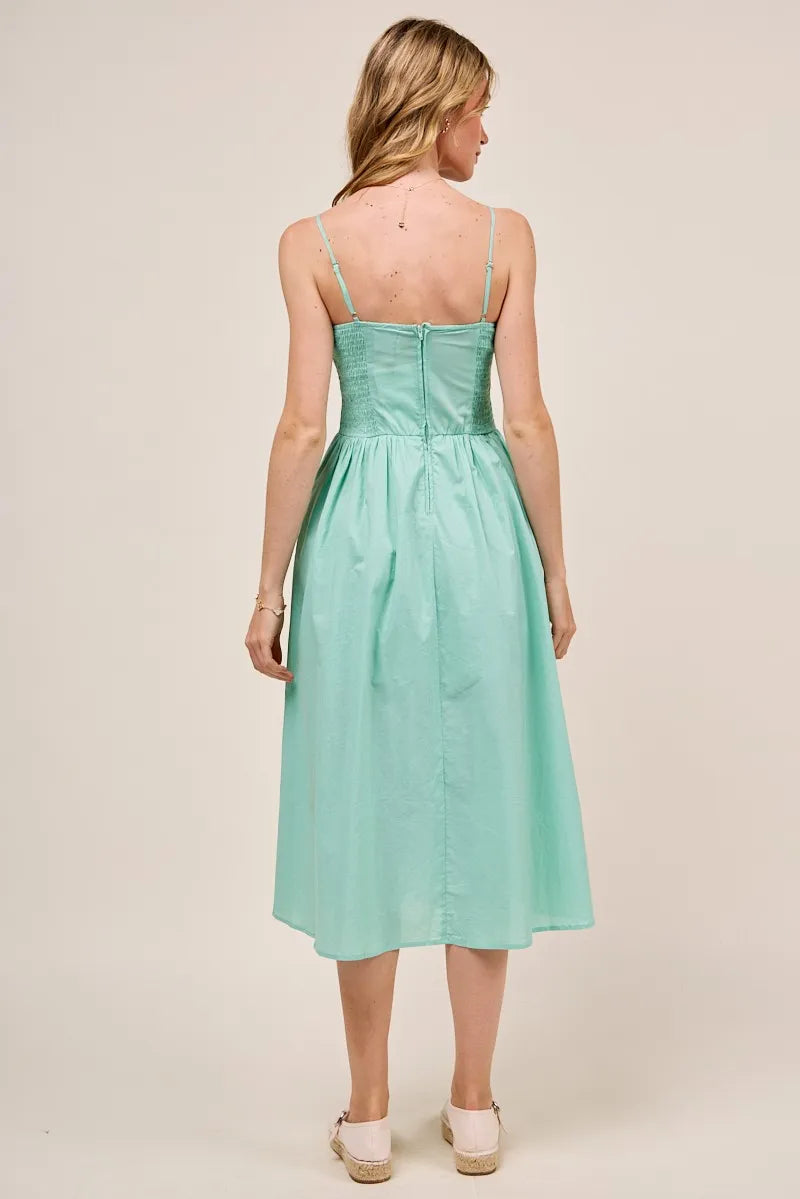 SO ME Smocked Sleeveless Casual Everyday Dress With Slit