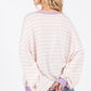 Ces Femme Striped Round Neck Drop Shoulder Sweatshirt Sweatshirts
