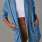 Pocketed Lapel Collar Long Sleeve Denim Jacket - DAVERRI FASHIONS
