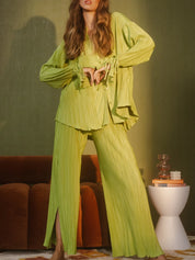 Button Up Long Sleeve Top and Pants Set | Outfit Sets Daverri Fashions