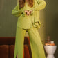 Button Up Long Sleeve Top and Pants Set - DAVERRI FASHIONS
