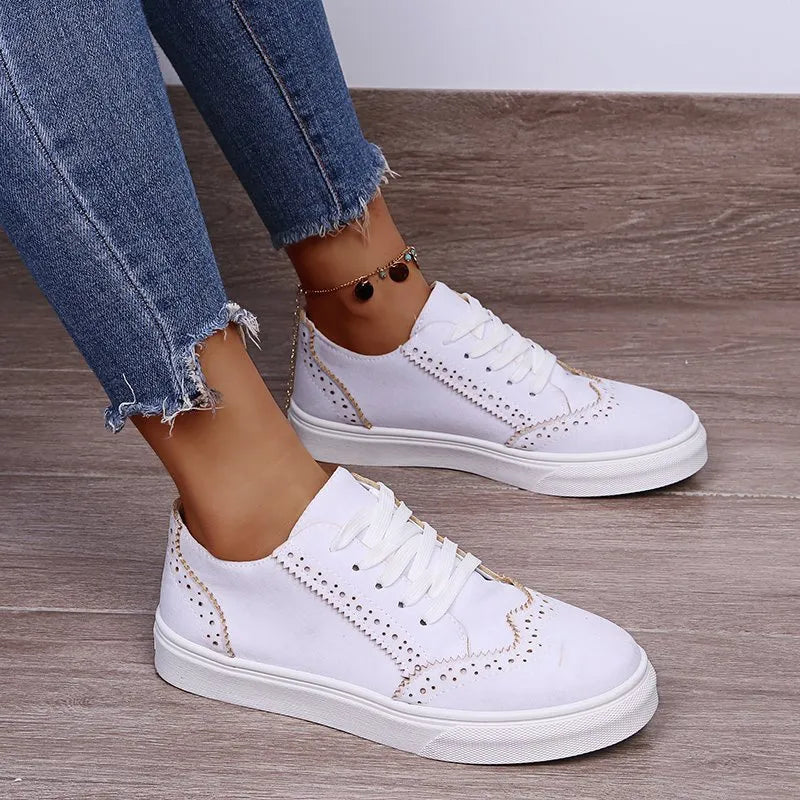 Lace-Up Suedette Flat Sneakers | Sneakers Daverri Fashions