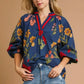 Umgee Floral Print Flounce Sleeve Blouse - DAVERRI FASHIONS