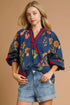Umgee Floral Print Flounce Sleeve Blouse - DAVERRI FASHIONS
