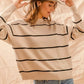SO ME Stripe Crew Neck Basic Essential Sweater - DAVERRI FASHIONS