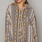 POL Long Sleeve Button Down Printed Shirt - DAVERRI FASHIONS