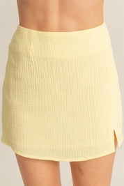HYFVE Yellow Ruched Bra Top and Mini Skirt Set | Outfit Sets Daverri Fashions