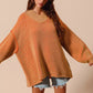 SO ME Oversized Two Tone Textured V Neck Sweater - DAVERRI FASHIONS