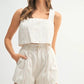 MABLE Square Neck Crop Top and Shorts Set Lt Taupe Shorts Sets