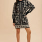 Annie Wear Floral Jacquard Round Neck Sweater Dress - DAVERRI FASHIONS