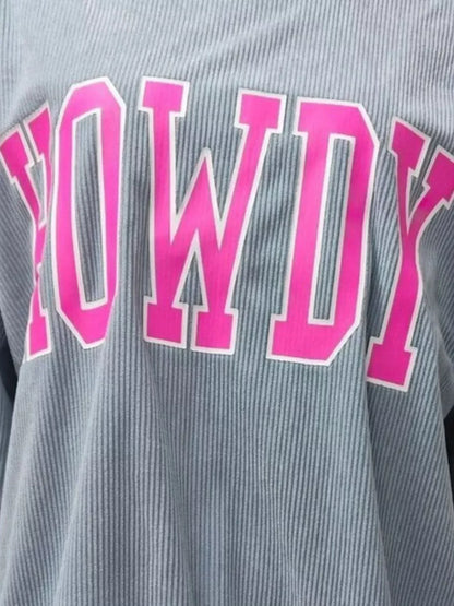 Full Size Howdy Round Neck Oversized Sweatshirt Plus Size - DAVERRI FASHIONS