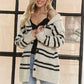 ADORA Horizontal Stripes Hoodie Cardigan - DAVERRI FASHIONS