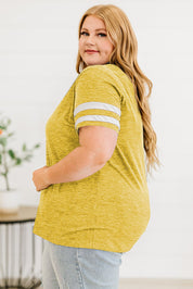 Plus Size Striped V-Neck Tee Shirt | T-Shirts Daverri Fashions