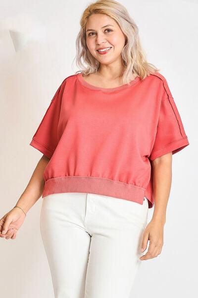 Umgee Full Size Lightweight Cropped Sweatshirt Plus Size Sweatshirts