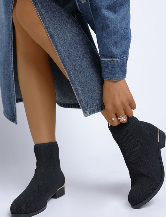 Black Rosamund Knitted Sock Boots | Boots Daverri Fashions