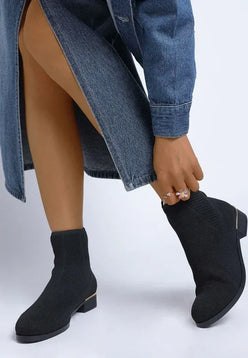 Rosamund Knitted Sock Boots - DAVERRI FASHIONS