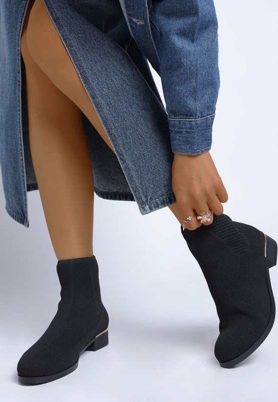 Black Rosamund Knitted Sock Boots | Boots Daverri Fashions