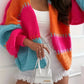 Color Block Drop Shoulder Cardigan - DAVERRI FASHIONS