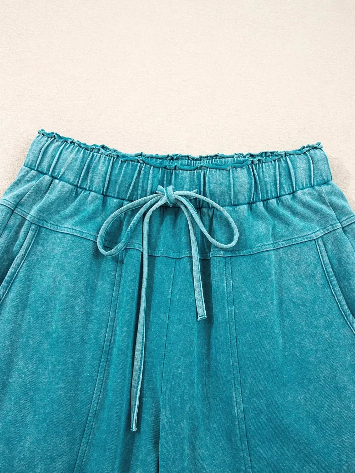 Mineral Wash High Waist Patched Pocket Pants - DAVERRI FASHIONS