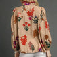 Umgee Flower Print Blouse with Scalloped Neckline - DAVERRI FASHIONS