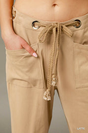 Umgee Cargo-Inspired Drawstring Pants | Cargo Pants Daverri Fashions