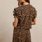 BiBi Leopard Print Ruffle Mini Dress with Gold Hoops