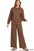 Zenana Scuba Crewneck Pullover and Pants Set Brown - DAVERRI FASHIONS