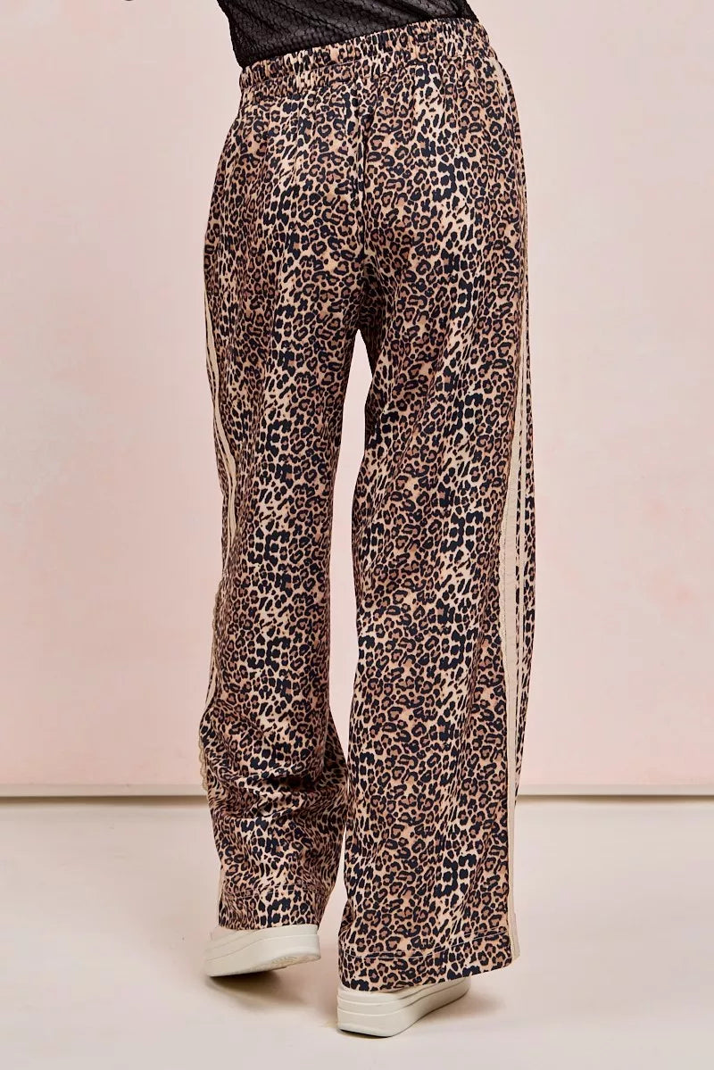 BiBi Leopard Printed Track Pants with Side Contrast Lace | Loungewear Bottoms Daverri Fashions