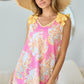 BiBi Printed V Neck Ruffled Tank Tank Tops