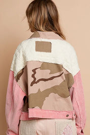 POL Corduroy Jacquard Patchwork Button Up Jacket | Daverri Fashions