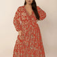 Plus Size Lace Detail Printed Balloon Sleeve Midi Dress - DAVERRI FASHIONS