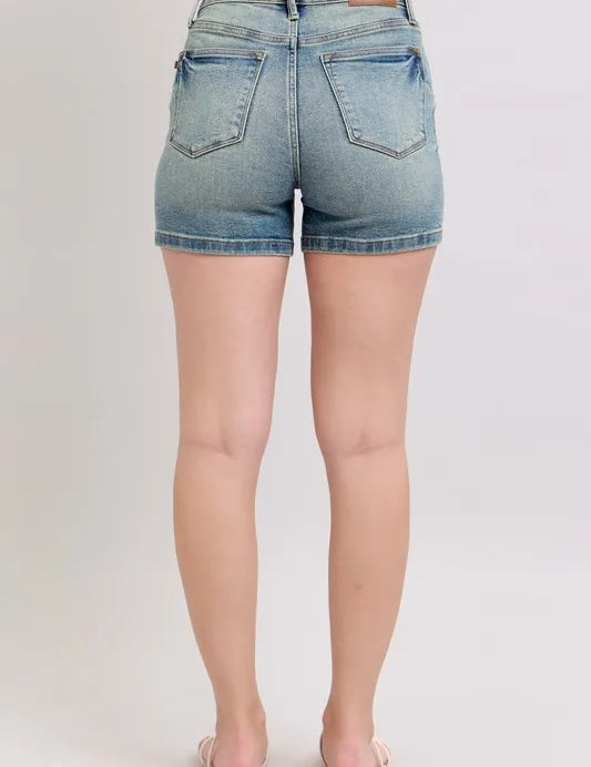 Judy Blue V-Front Vintage Wash Shorts | Daverri Fashions