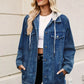 Button Up Long Sleeve Denim Jacket - DAVERRI FASHIONS