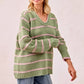 BiBi Striped Long Sleeve Sweater - DAVERRI FASHIONS