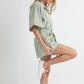 MABLE Embroidered Button Down Collared Neck Romper Rompers