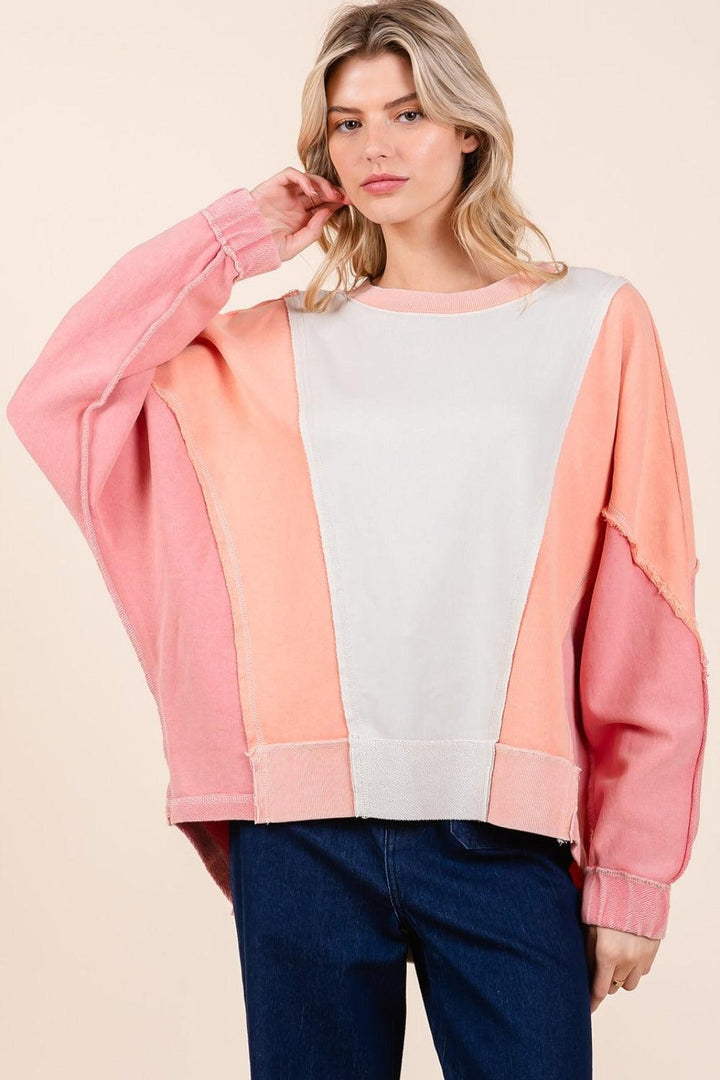Mittoshop Mineral Wash Color Block Sweatshirt Sweatshirts