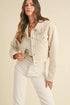 MABLE Embroidered Quilted Cropped Jacket Taupe S