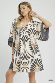 Umgee Abstract Print Kimono Sleeve Mini Dress | Mini Dresses Daverri Fashions