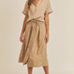 MABLE Short Sleeve Top and Button Down Midi Skirt Set Skirt Sets
