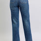 Judy Blue Drawstring Straight Jeans with relaxed fit elastic waistband pockets