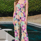 ODDI Full Size Floral Sleeveless Wide Leg Jumpsuit Jumpsuits
